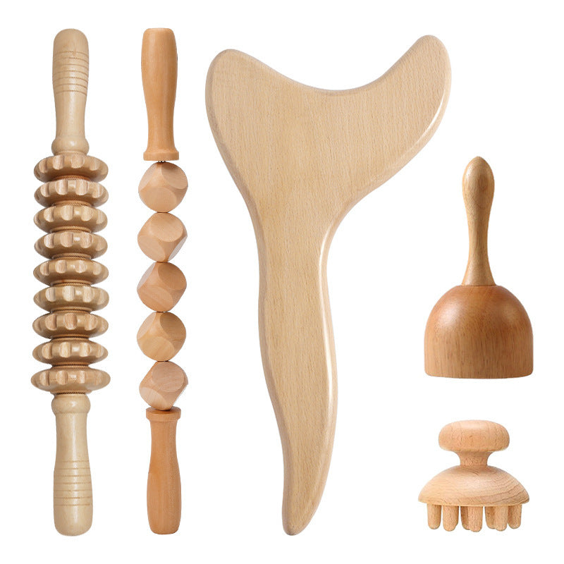 3pcs Wooden Anti-Cellulite Massage Tool Hand Roller