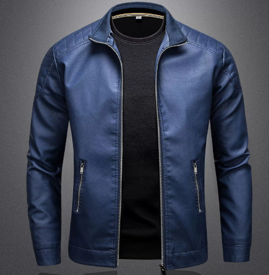 Men's Leather Motorcycle Jacket Thin Coat