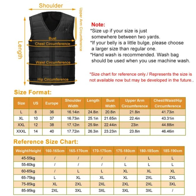 Heated Jacket Vest With 3-speed Temperature Control And Adjustable USB