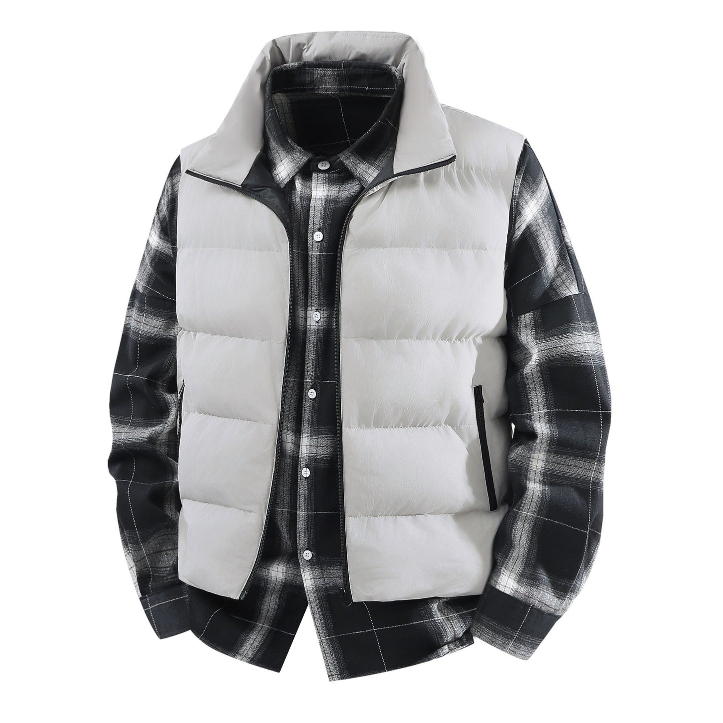 Men's Plus Size Loose Leisure Warm Stand Collar Vest Coat