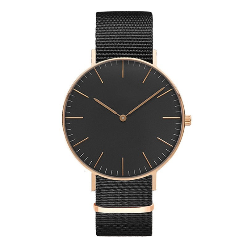 Steel strap watch double needle rose gold ultra-thin quartz men's watch
