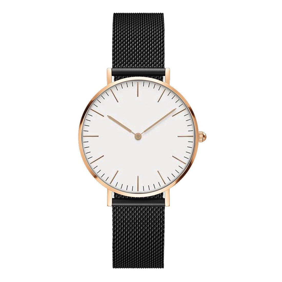 Steel strap watch double needle rose gold ultra-thin quartz men's watch