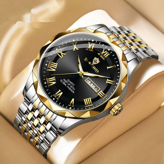 Fashion Double Calendar Quartz Watch Waterproof Men's Watch
