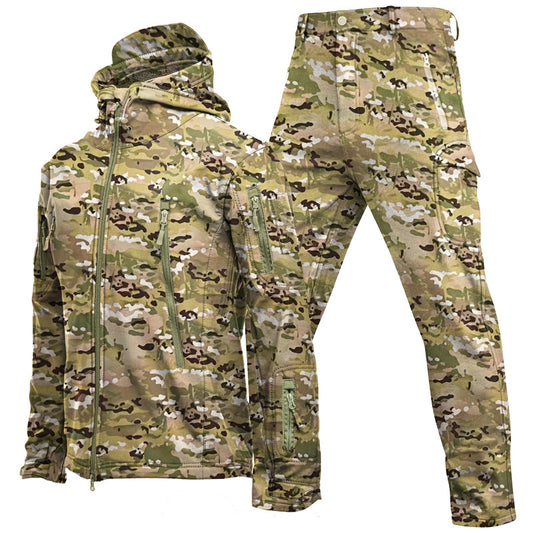 Outdoor Shark Skin Soft Shell Jacket Suit Men