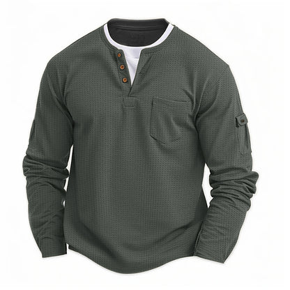 Men's T-shirt Fake Two Pieces Double V-neck Autumn And Winter