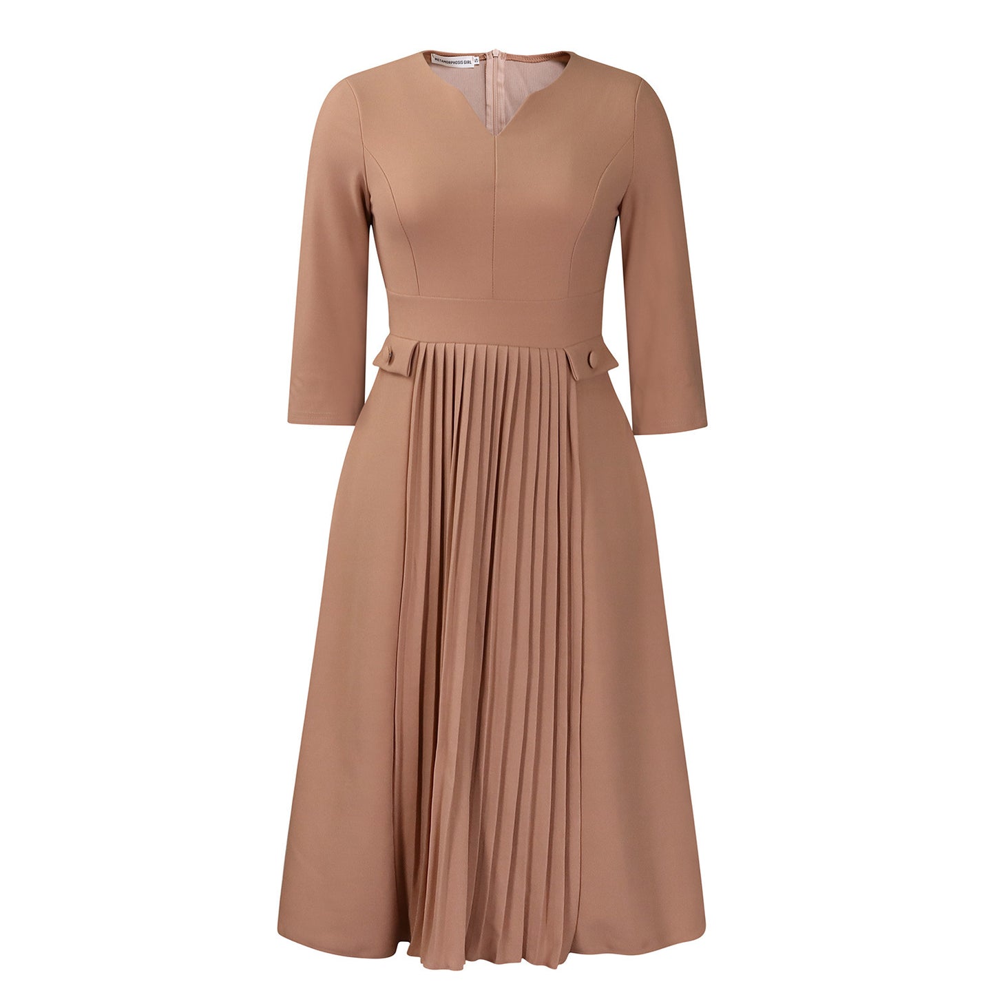 Women's Solid Color Plus Size Fashion Pleated Dress