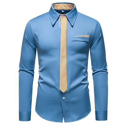 New Fashion Temperament Men's Long-sleeved Shirt