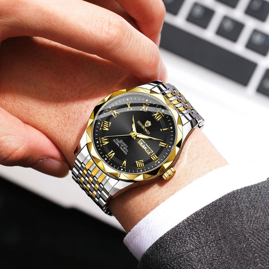 Fashion Double Calendar Quartz Watch Waterproof Men's Watch
