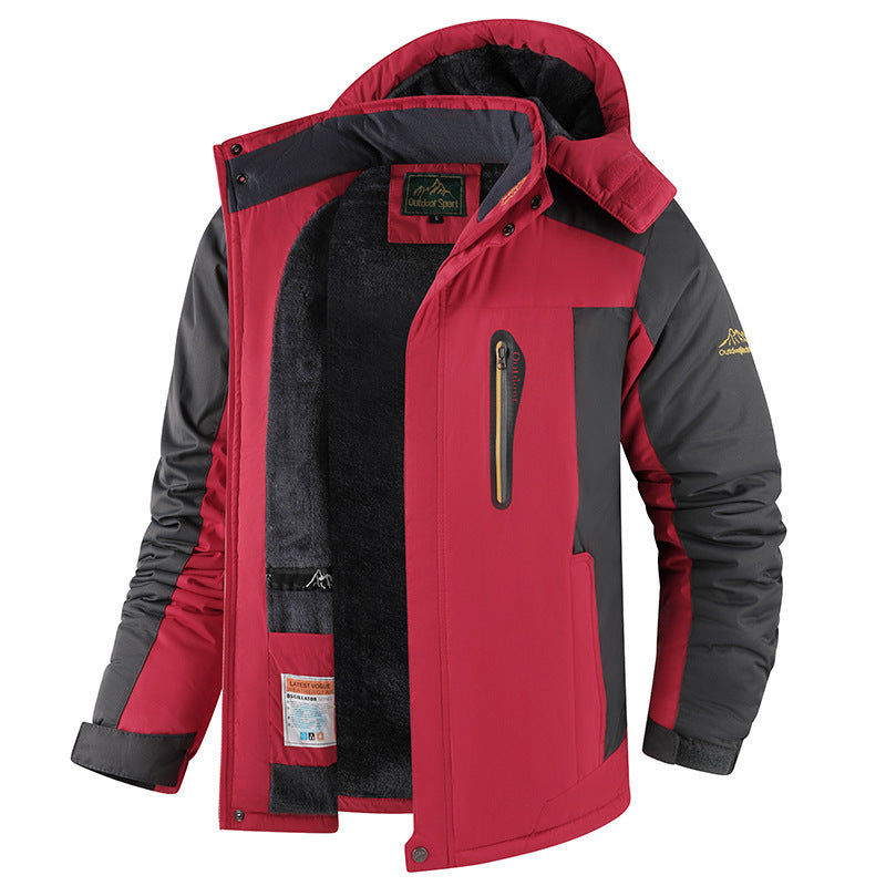 Fleece-lined Thick Jacket Men's Winter Mid-length Cotton-padded Coat