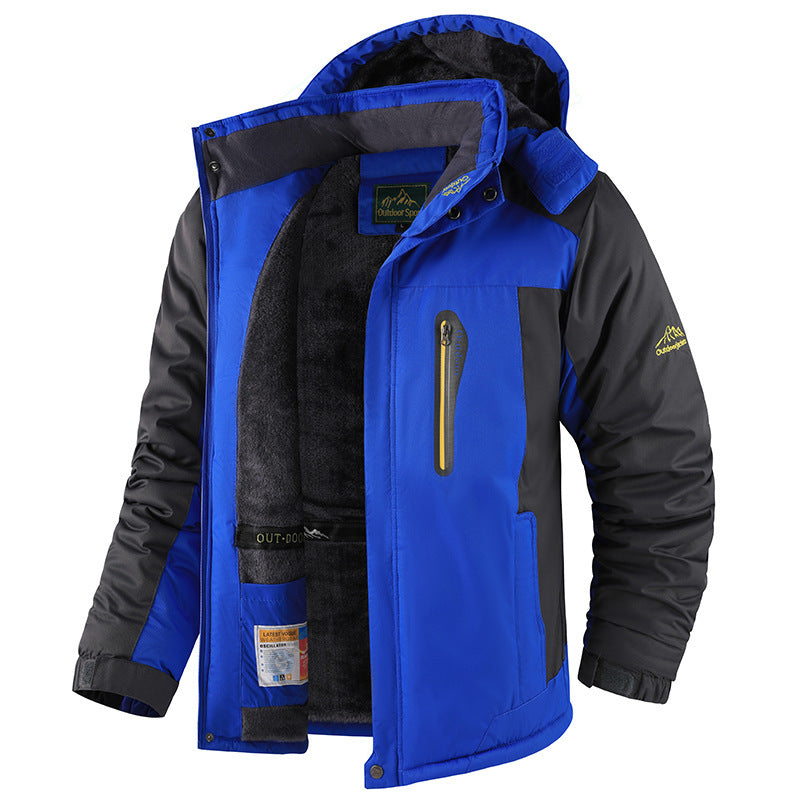 Fleece-lined Thick Jacket Men's Winter Mid-length Cotton-padded Coat