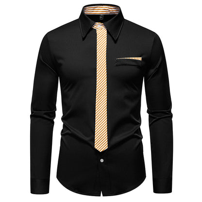 New Fashion Temperament Men's Long-sleeved Shirt