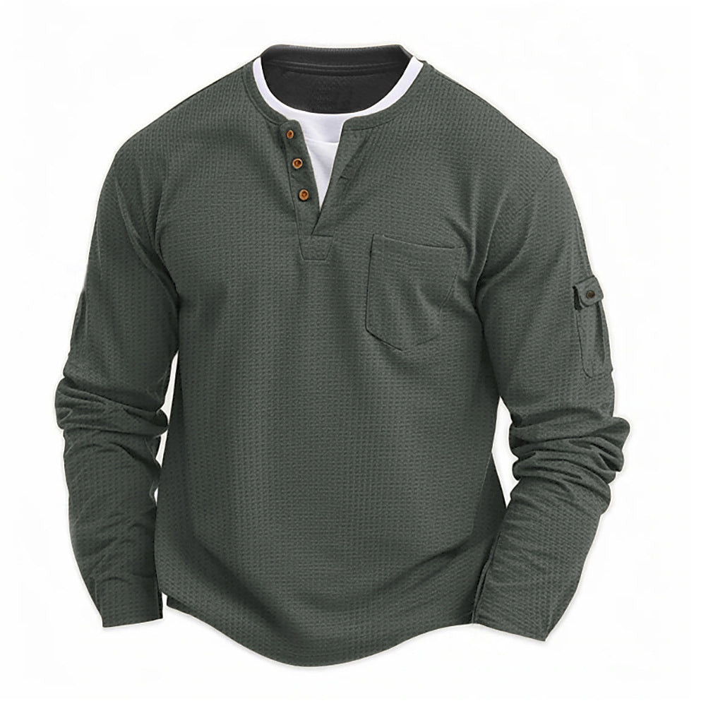 Men's T-shirt Fake Two Pieces Double V-neck Autumn And Winter