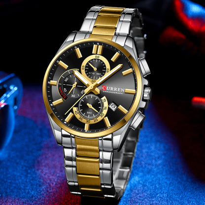 Men's Steel Strap Watch Waterproof Six-pin Timing