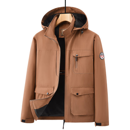 Men's Outdoor New Shell Jacket Plus Size Off Hat Multi-pocket Jacket