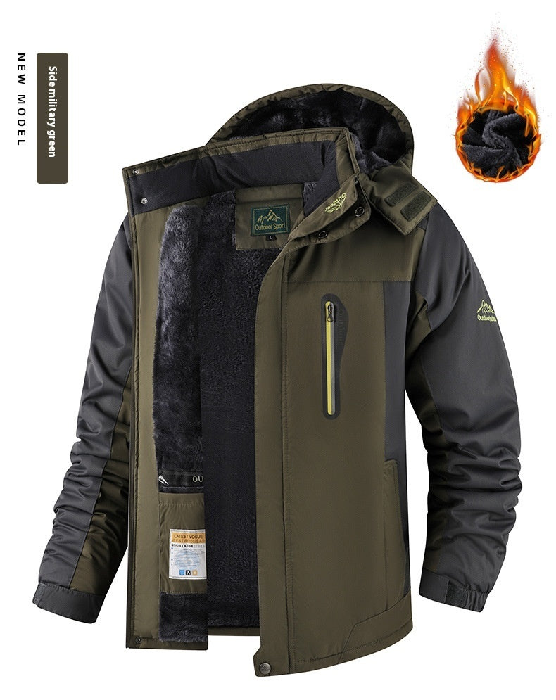 Fleece-lined Thick Jacket Men's Winter Mid-length Cotton-padded Coat