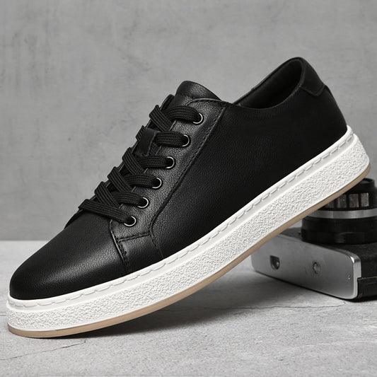 Men's Business Genuine Leather Lace-up Soft Bottom Platform Sneakers