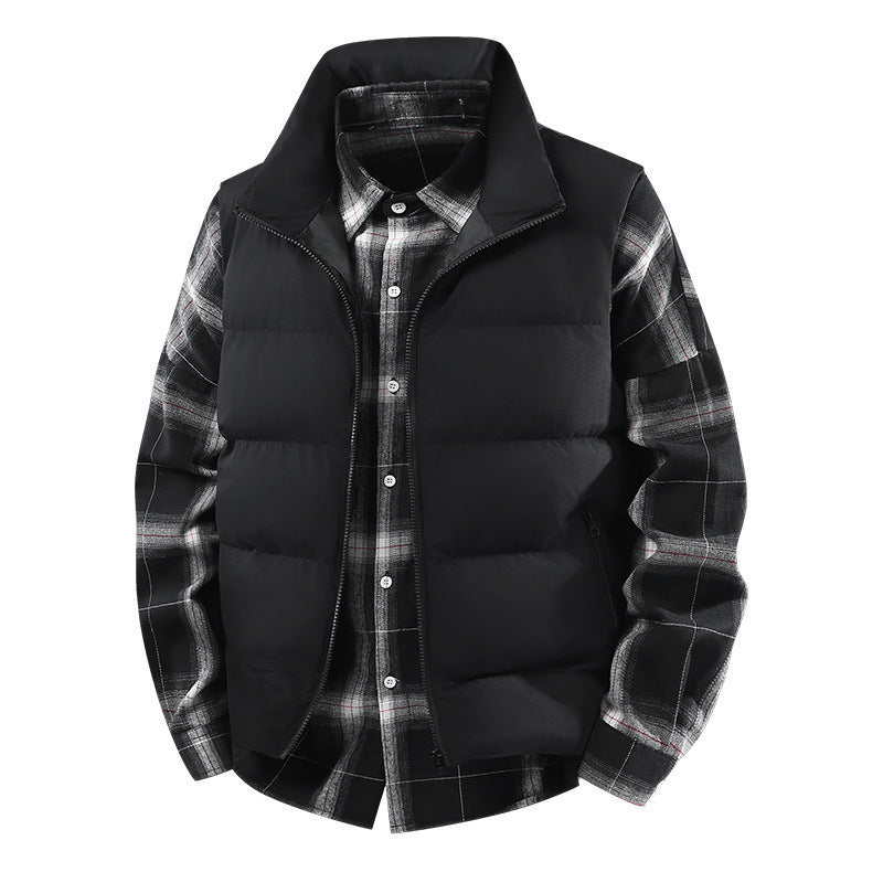 Men's Plus Size Loose Leisure Warm Stand Collar Vest Coat