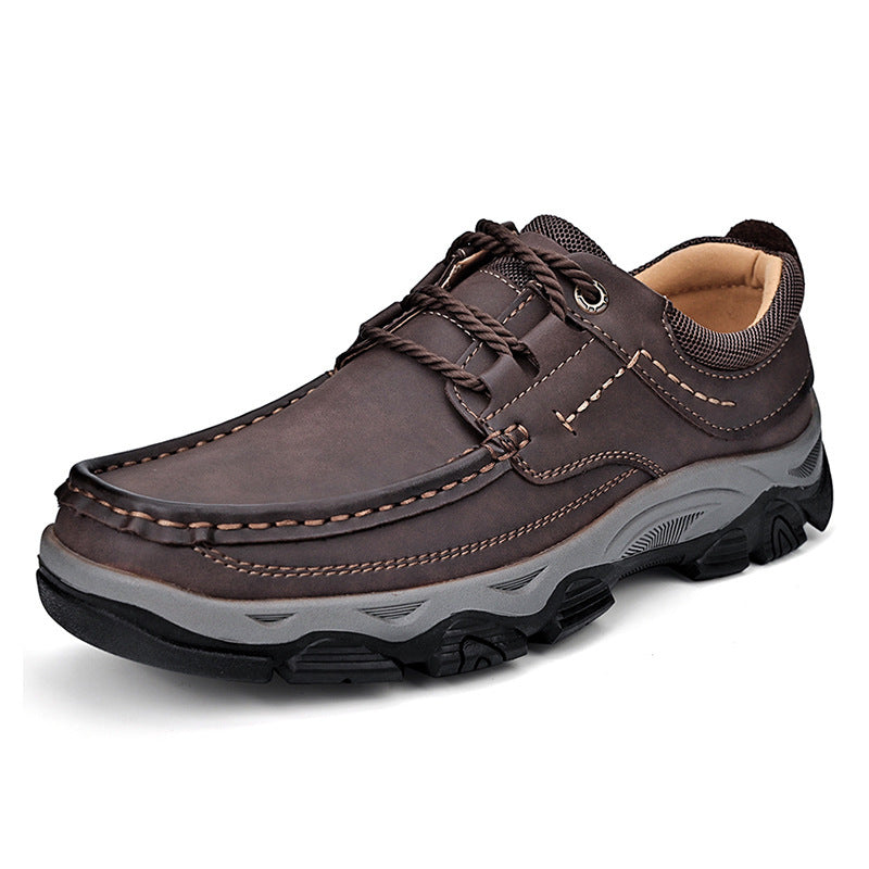 Male PU Plus Size Leather Shoes Outdoor Hiking Shoes