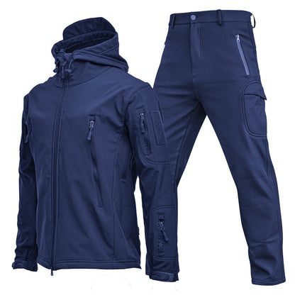 Outdoor Shark Skin Soft Shell Jacket Suit Men