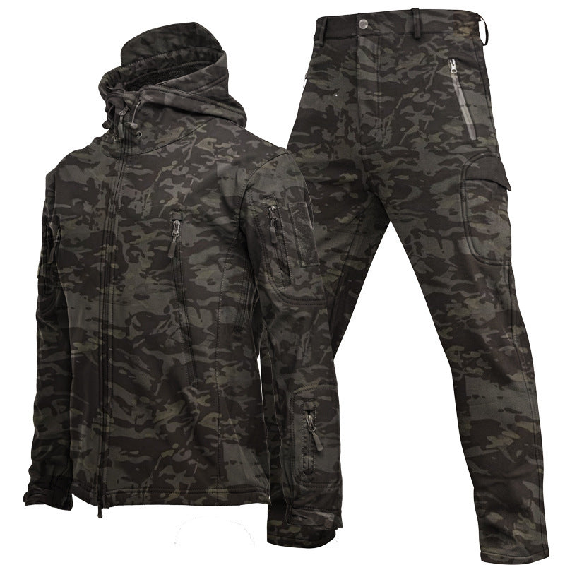 Outdoor Shark Skin Soft Shell Jacket Suit Men