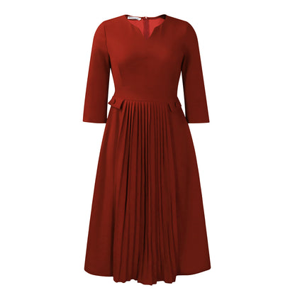 Women's Solid Color Plus Size Fashion Pleated Dress