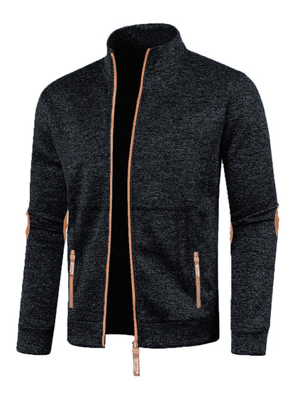 Men's Long Zipper Sweater Sleeve Light Fleece Coat Plus Size