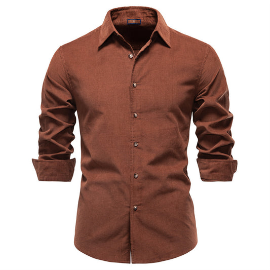 Men's Corduroy Pure Cotton Business Casual Long Sleeve Shirt
