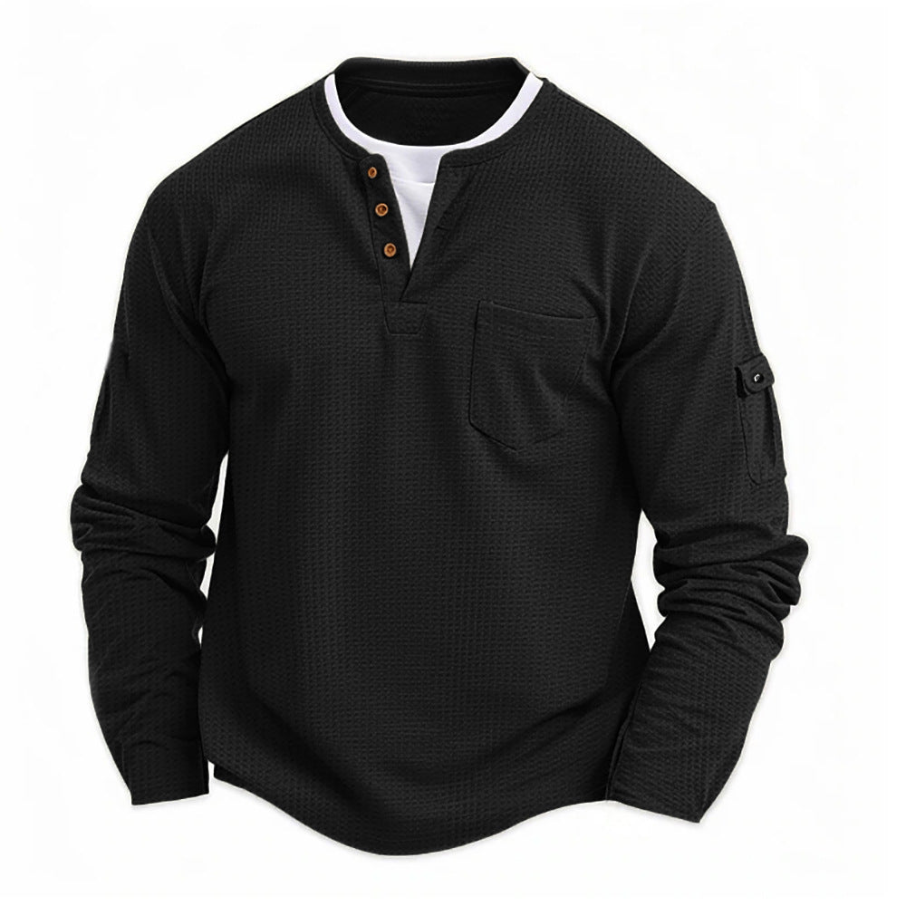 Men's T-shirt Fake Two Pieces Double V-neck Autumn And Winter