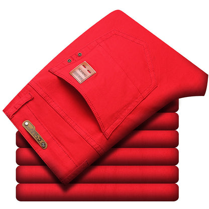 Casual Men's Slim Straight Stretch Colored Trousers