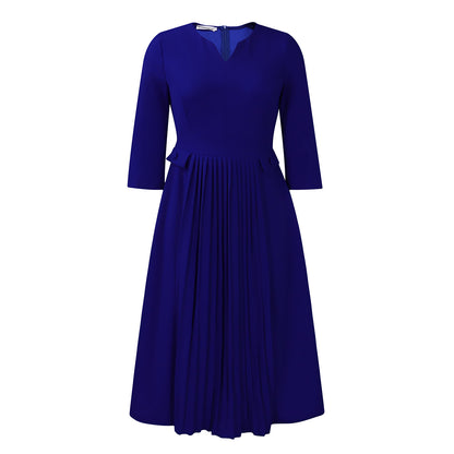 Women's Solid Color Plus Size Fashion Pleated Dress