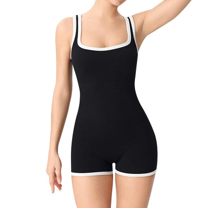 Ladies Belt Chest Pad Sports Vest One-piece Shorts