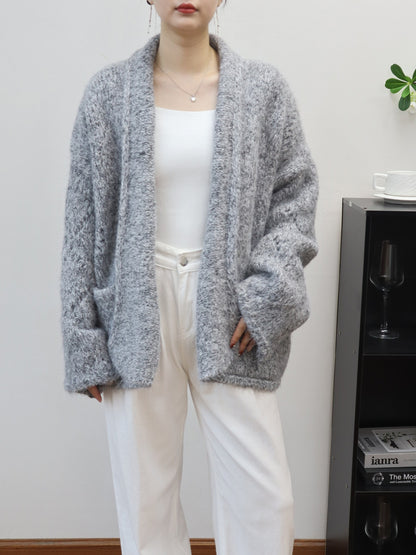 Loose Knitted Cardigan Half-open Collar Women's Sweater Jacket