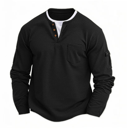 Men's T-shirt Fake Two Pieces Double V-neck Autumn And Winter