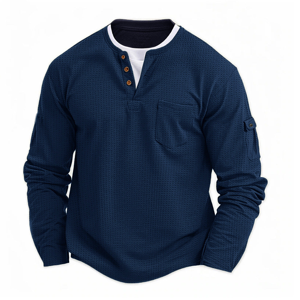 Men's T-shirt Fake Two Pieces Double V-neck Autumn And Winter