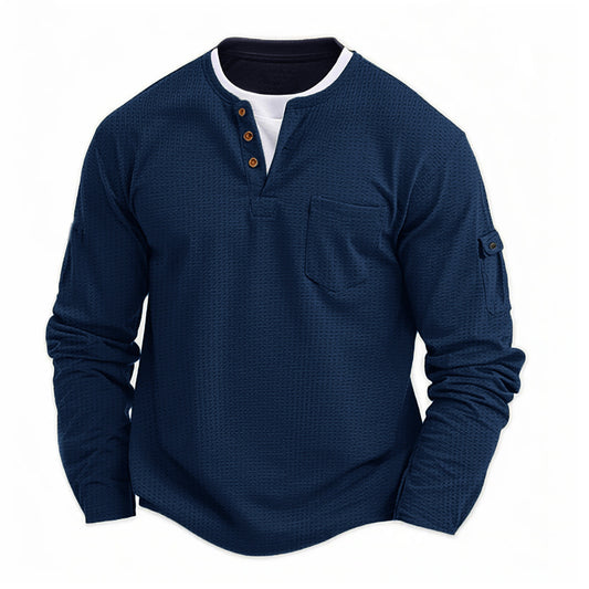 Men's T-shirt Fake Two Pieces Double V-neck Autumn And Winter