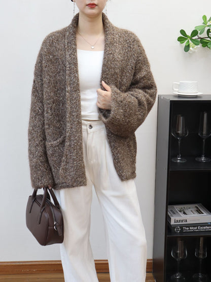 Loose Knitted Cardigan Half-open Collar Women's Sweater Jacket