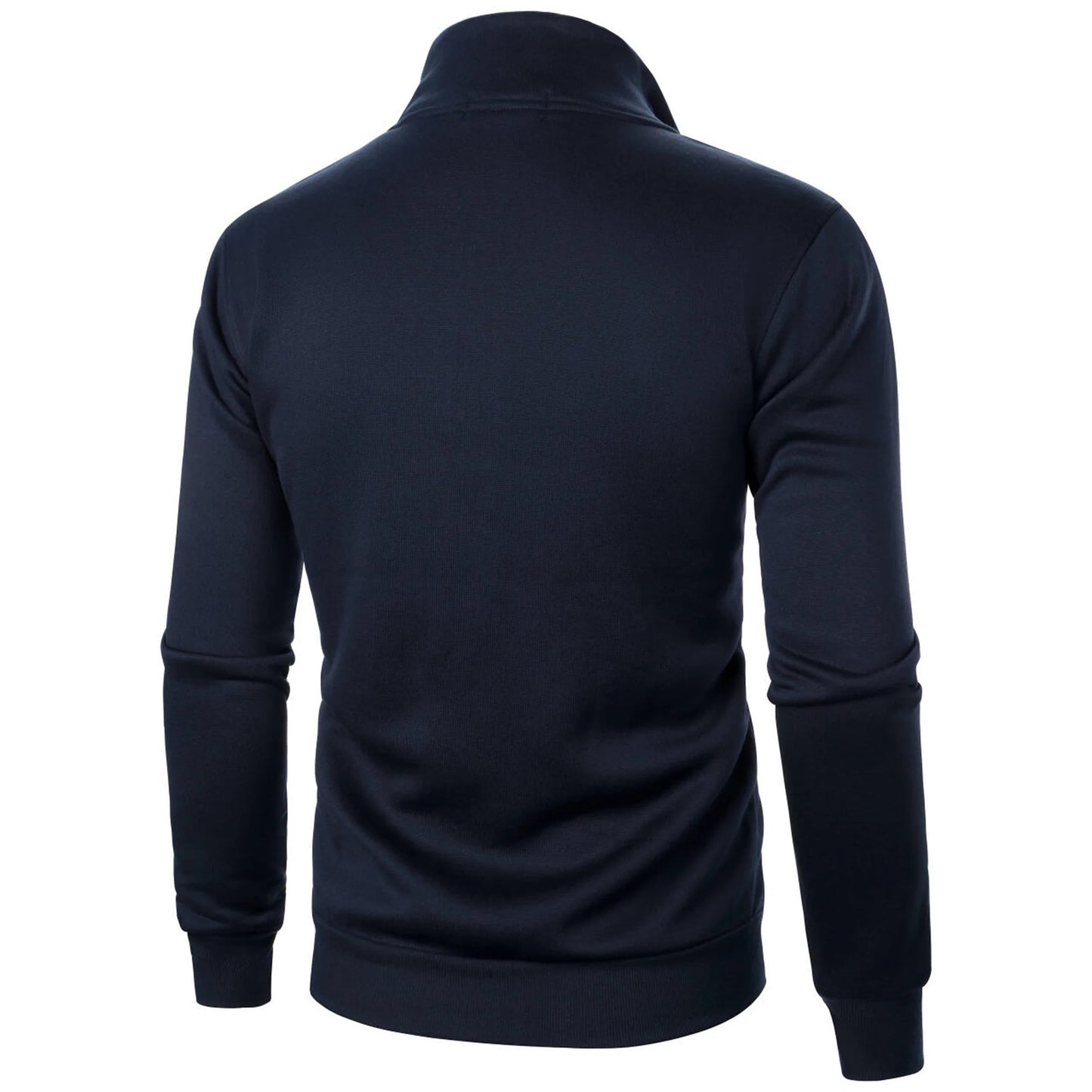 Stand Collar Cardigan Zipper Fleece-lined Thickened Threaded Cuff Casual Sweatshirt
