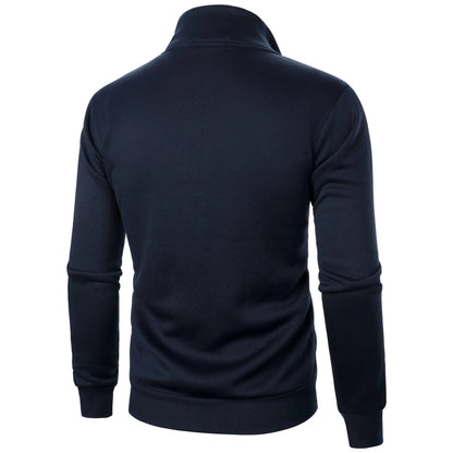 Stand Collar Cardigan Zipper Fleece-lined Thickened Threaded Cuff Casual Sweatshirt