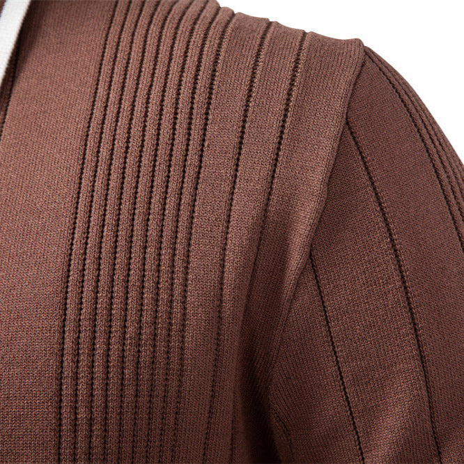 Men's Sweater Lapel Zipper Knitted Sweater