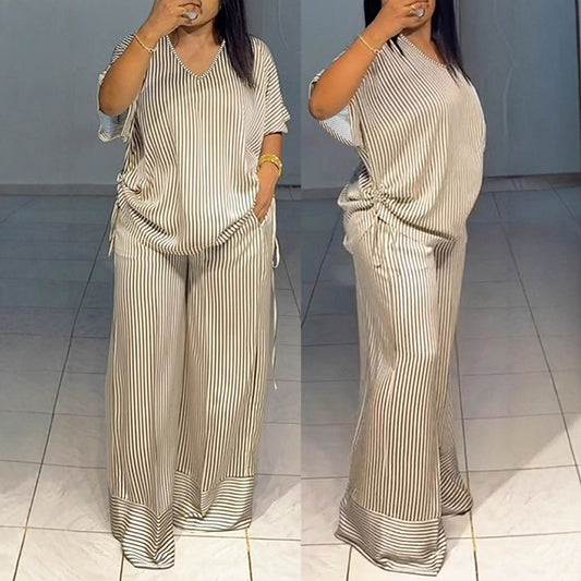 Straight Plus Size Set With Drawstring On Both Sides