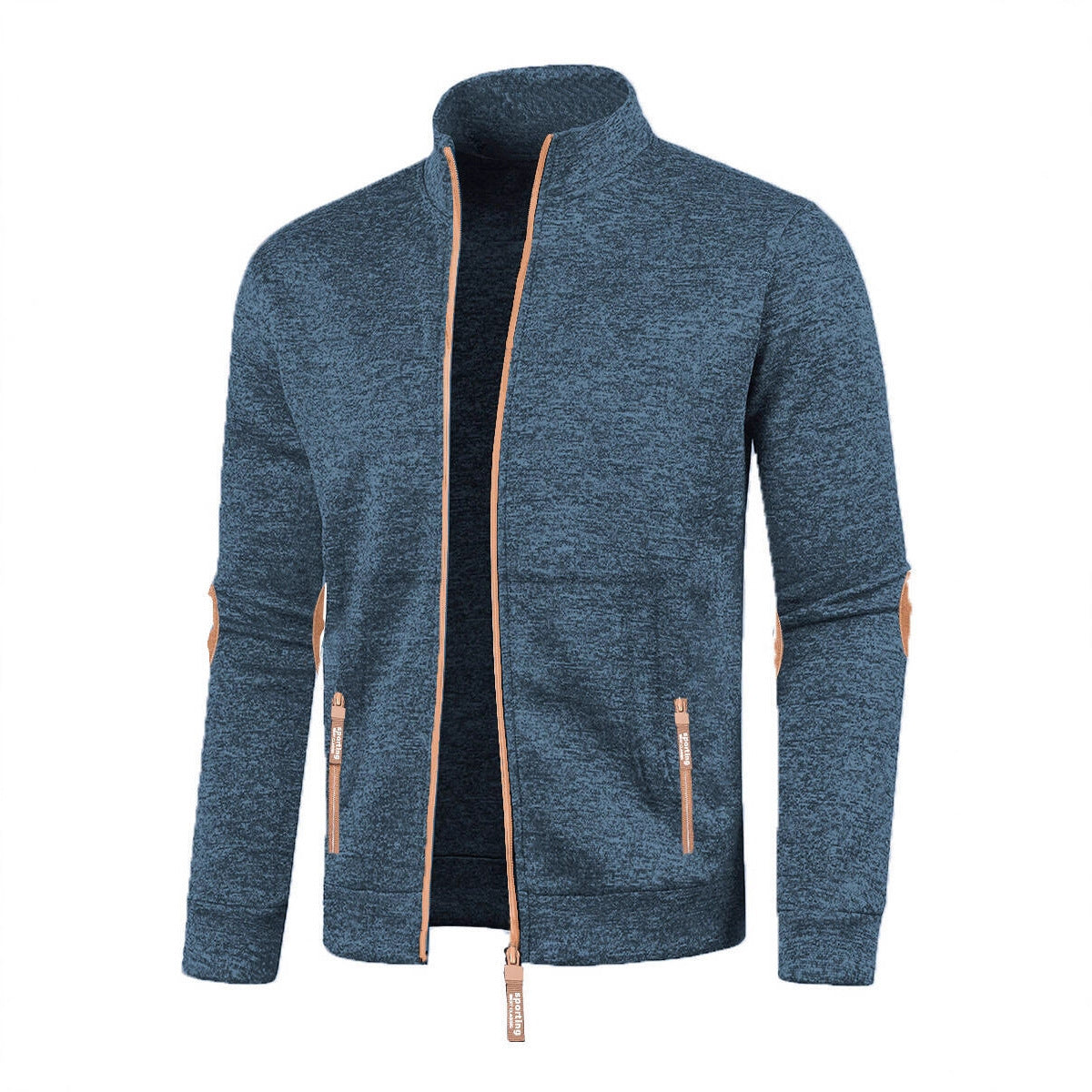 Men's Long Zipper Sweater Sleeve Light Fleece Coat Plus Size