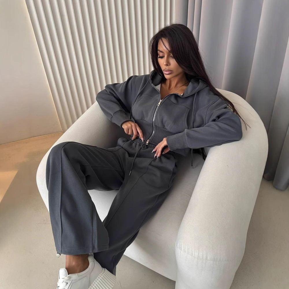 Cinched Hoodie Sweater Casual Cotton Suit