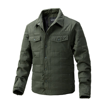Casual Shirt Men's Business Quilted Cotton Coat Men's Clothing Polo Collar Jacket