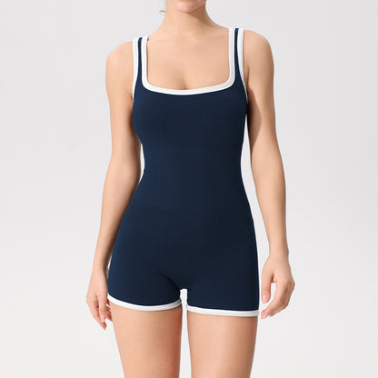 Ladies Belt Chest Pad Sports Vest One-piece Shorts