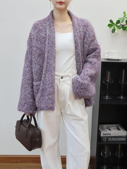 Loose Knitted Cardigan Half-open Collar Women's Sweater Jacket