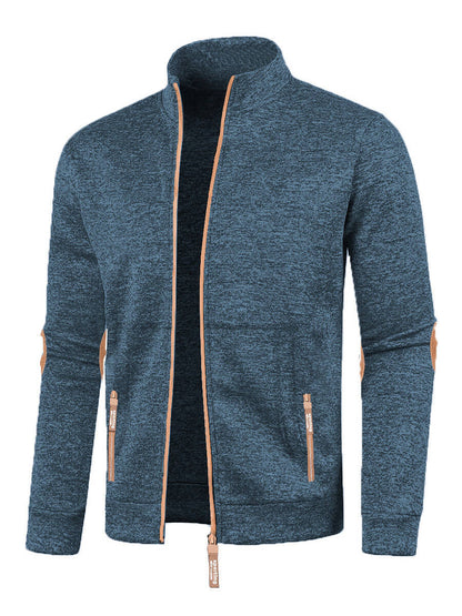 Men's Long Zipper Sweater Sleeve Light Fleece Coat Plus Size