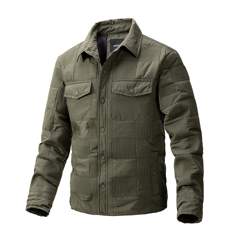 Casual Shirt Men's Business Quilted Cotton Coat Men's Clothing Polo Collar Jacket