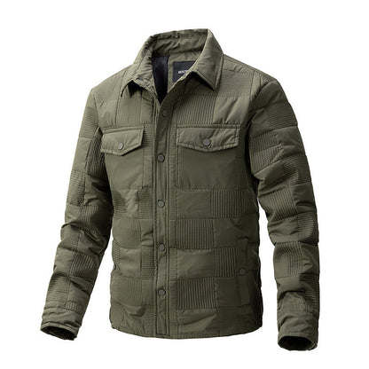 Casual Shirt Men's Business Quilted Cotton Coat Men's Clothing Polo Collar Jacket