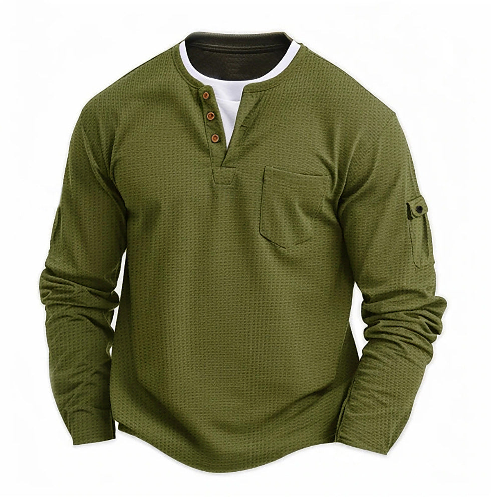 Men's T-shirt Fake Two Pieces Double V-neck Autumn And Winter