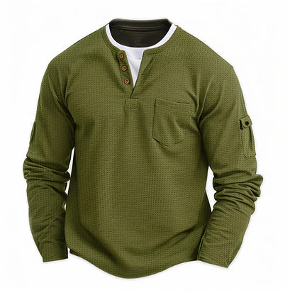 Men's T-shirt Fake Two Pieces Double V-neck Autumn And Winter